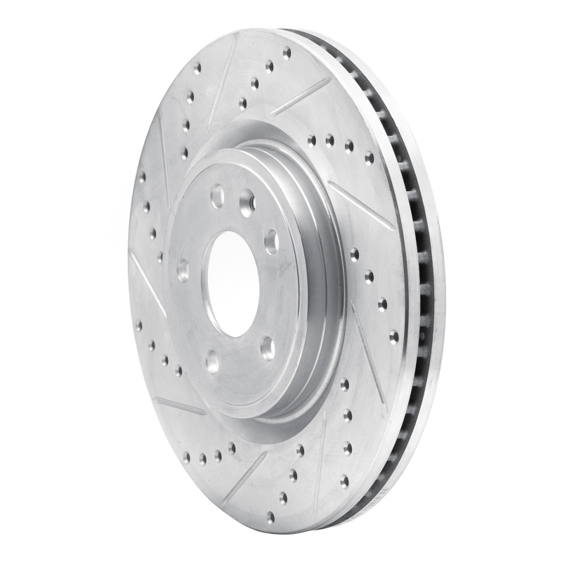 Ford Explorer Brake Rotor (1) - Front Left - R1 Concepts - Drilled & Slotted - Silver - `11-`19